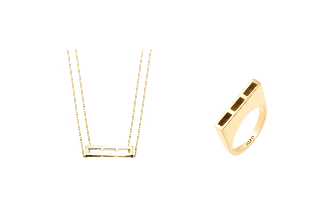 SPATIAL NECKLACE & BOND THREE RING