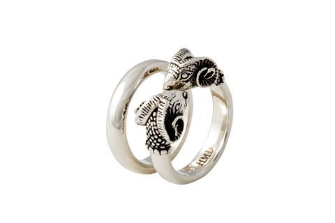 Rams Head Ring Set (includes plain ring)
